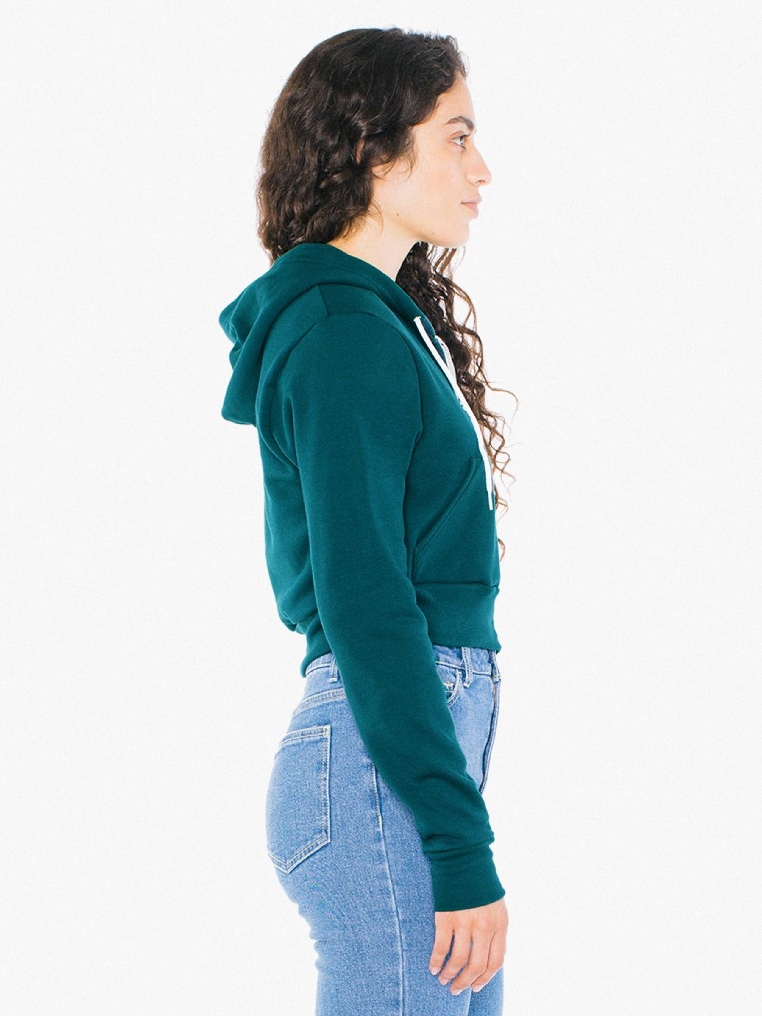 Fleece cropped zip up hoodie Clearance