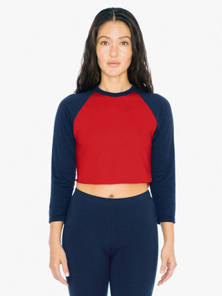 50/50 Cropped 3/4 Sleeve Raglan (Red/Navy)