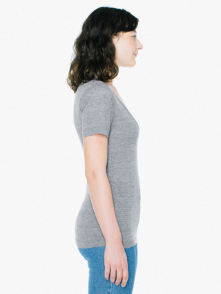 American Apparel T-Shirt Damen Basic Baumwolle Freizeit Sport grau top 