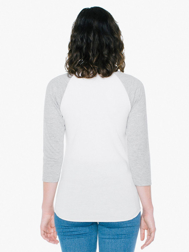 Unisex 50/50 Raglan 3/4 Sleeve T-Shirt (White/Heather Grey)
