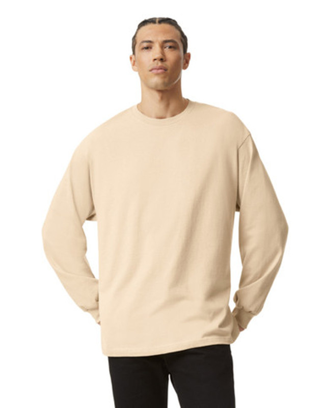 Unisex Heavyweight Cotton Long Sleeve T-Shirt (Sand)