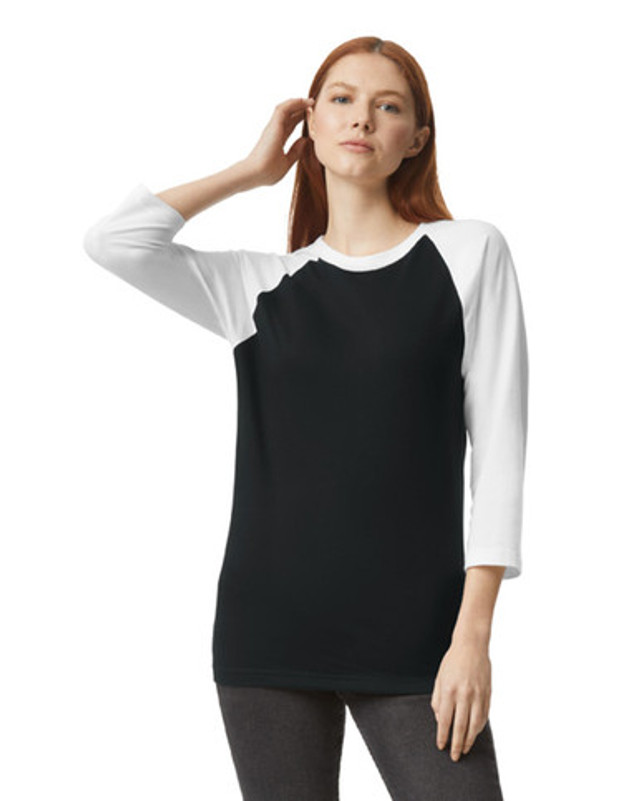 Unisex CVC Raglan T-Shirt (Black / White)