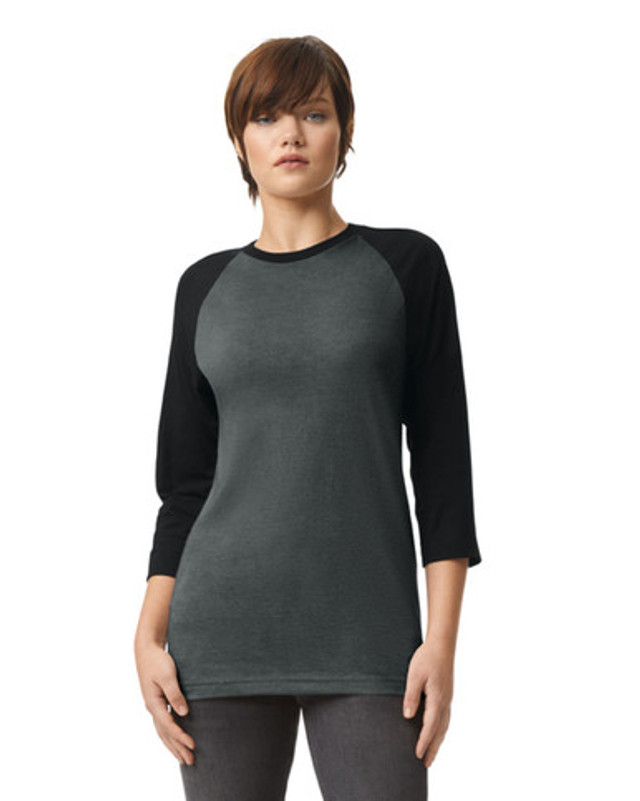 Unisex CVC Raglan T-Shirt (Heather Charcoal / Black)