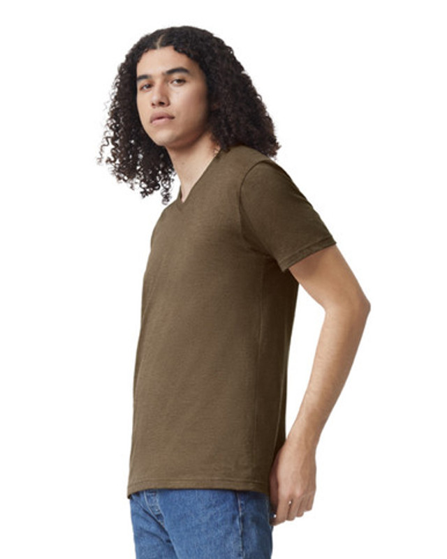 Unisex CVC V-Neck T-Shirt (Heather Army)