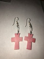 Pink Conch Earrings Crosses