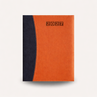 2027  Daily (DAY PER PAGE)Diary Vegan Leather Capri Black/Tan (Hard Cover)