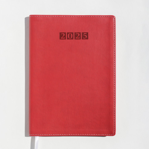 2025 Weekly (WEEK AT A GLANCE) Diary Firenze Vegan Leather Red (Soft Cover)