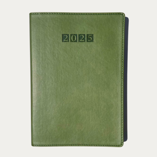 2025 Weekly (WEEK AT A GLANCE) Diary Firenze  Vegan Leather Moss Green (Soft Cover)