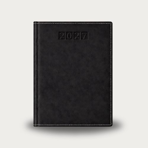 2027 Executive Desk Diary Suede Vegan Leather Black(Soft Cover)