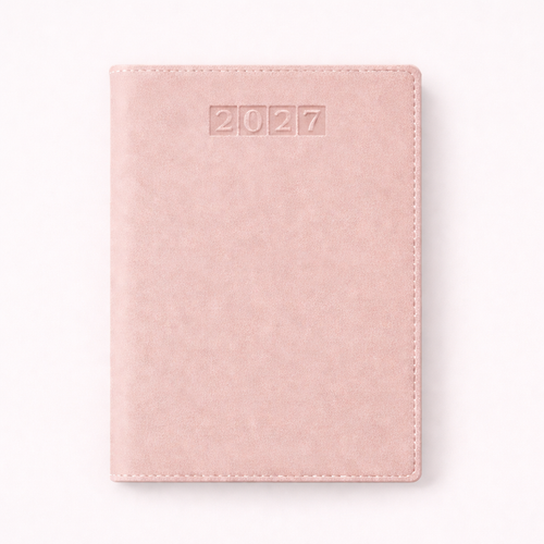 2027 Weekly (WEEK AT A GLANCE) Diary  Suede Vegan Leather Pink (Soft Cover)