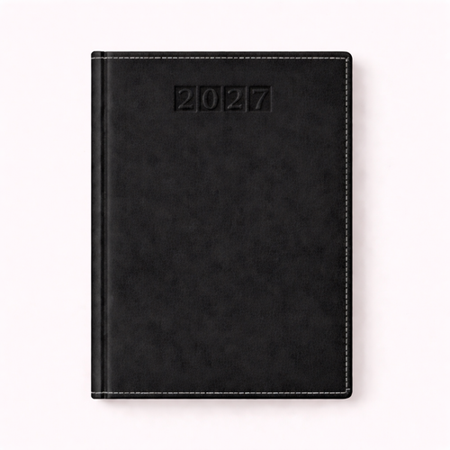 2027 Weekly (WEEK AT A GLANCE) Diary  Suede Vegan Leather Black (Soft Cover)