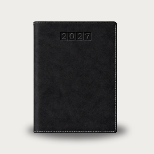 2027 Weekly (WEEK AT A GLANCE) Diary  Suede Vegan Leather Black (Soft Cover)