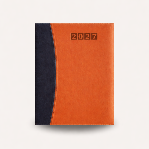 2027 Weekly (WEEK AT A GLANCE) Diary Vegan Leather Capri Black/Tan (Hard Cover)