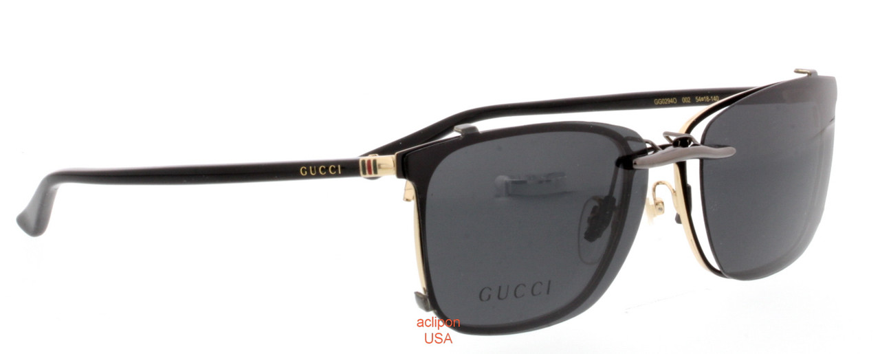 Custom Made For Gucci Prescription Rx Eyeglasses Gucci Gg0294o 54x18 T Polarized Clip On Sunglasses