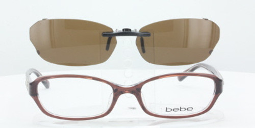 Custom Made For Bebe Prescription Rx Eyeglasses Bebe 5039 51x17 Polarized Clip On Sunglasses