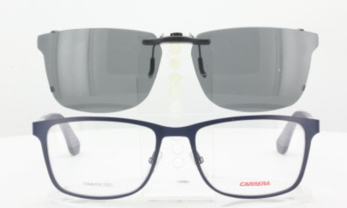 Custom made for Carrera prescription Rx eyeglasses: Carrera  CA5522-55X18-TAB Polarized Clip-On Sunglasses