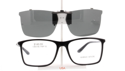 Custom made for Giorgio Armani prescription Rx eyeglasses: Giorgio Armani  AR7004-47X19-T Polarized Clip-On Sunglasses