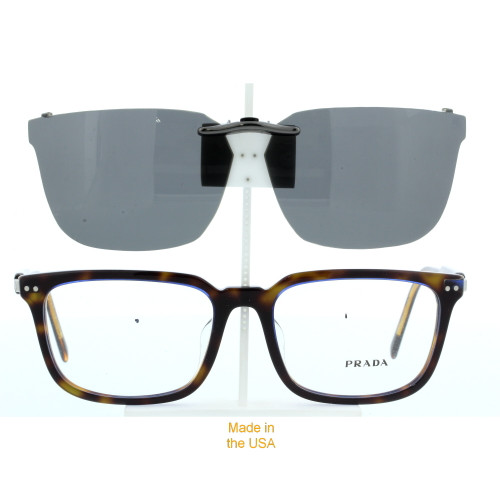 Custom made for PRADA prescription Rx eyeglasses: PRADA VPR07S-56X17-T  Polarized Clip-On Sunglasses