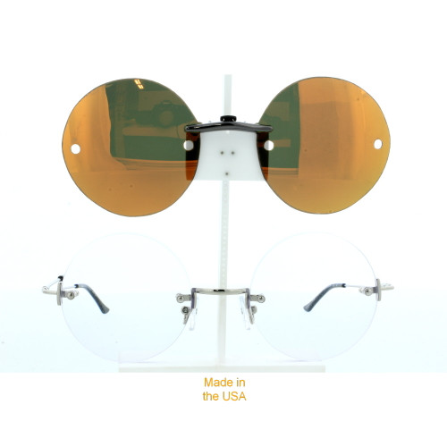 Our clip-on sunglasses will make your prescription eyeglasses appear like another pair of prescription sunglasses of the same model and size because we custom make it to the shape, size, and curve of your frame. Here is your favorite eyeglasses with our custom-made, featherweight polarized clip-on sunglasses (100% UVA and UVB or 400 UV protection from harmful sun rays). Your satisfaction is guaranteed!