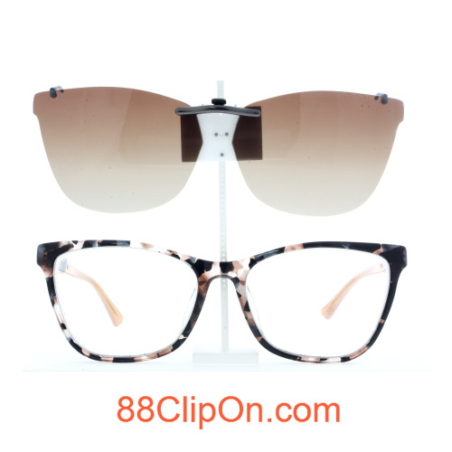 Our clip-on sunglasses will make your prescription eyeglasses appear like another pair of prescription sunglasses of the same model and size because we custom make it to the shape, size, and curve of your frame. Here is your favorite eyeglasses with our custom-made, featherweight polarized clip-on sunglasses (100% UVA and UVB or 400 UV protection from harmful sun rays). Your satisfaction is guaranteed!