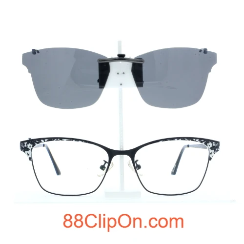 Our clip-on sunglasses will make your prescription eyeglasses appear like another pair of prescription sunglasses of the same model and size because we custom make it to the shape, size, and curve of your frame. Here is your favorite eyeglasses with our custom-made, featherweight polarized clip-on sunglasses (100% UVA and UVB or 400 UV protection from harmful sun rays). Your satisfaction is guaranteed!
