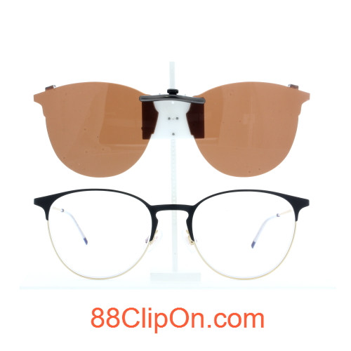 Our clip-on sunglasses will make your prescription eyeglasses appear like another pair of prescription sunglasses of the same model and size because we custom make it to the shape, size, and curve of your frame. Here is your favorite eyeglasses with our custom-made, featherweight polarized clip-on sunglasses (100% UVA and UVB or 400 UV protection from harmful sun rays). Your satisfaction is guaranteed!