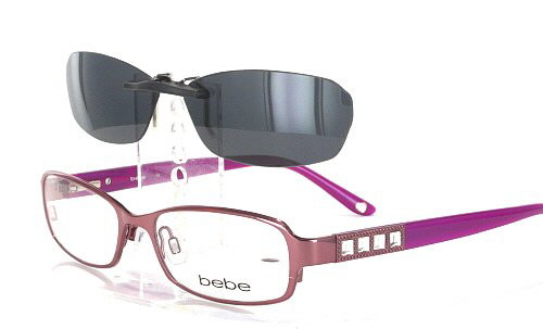 Custom Made For Bebe Prescription Rx Eyeglasses Bebe 5039 51x17 Polarized Clip On Sunglasses