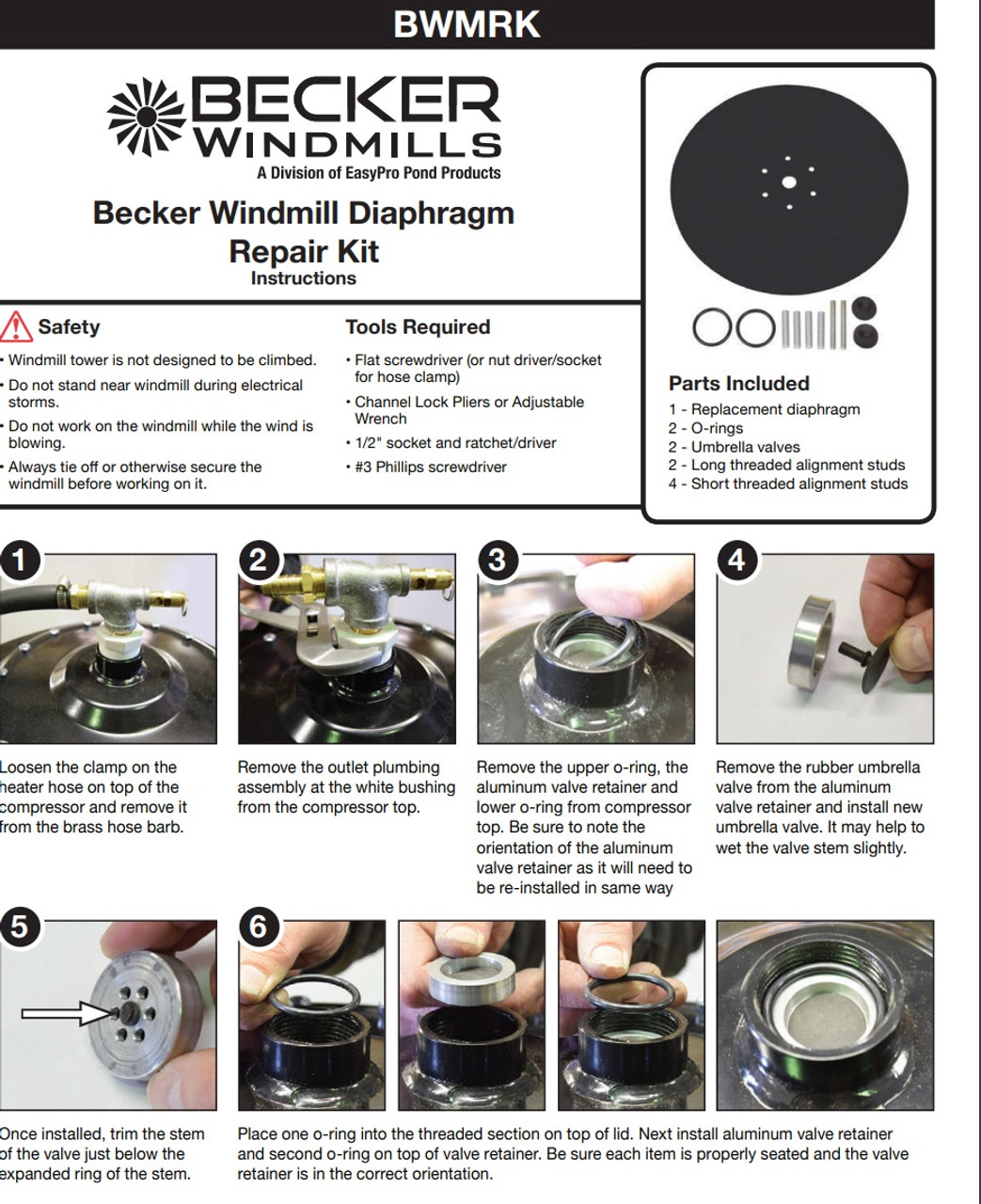 Becker Windmill Replacement Diaphragm Kit