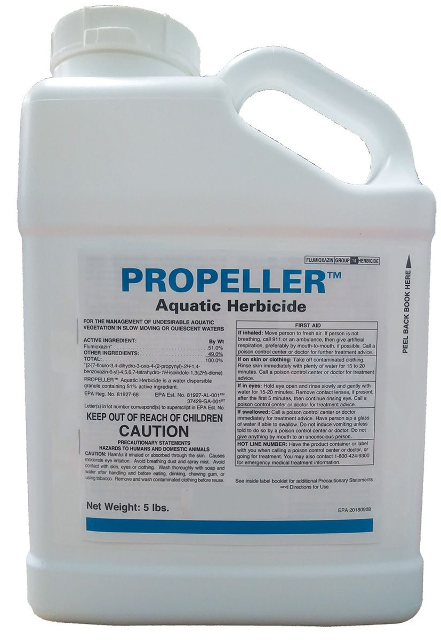 Propeller is a fast acting, contact aquatic herbicide that controls selected submersed, emergent and floating aquatic weeds. It is most effective when applied to young, actively growing weeds in water with a pH of less than 8.5.