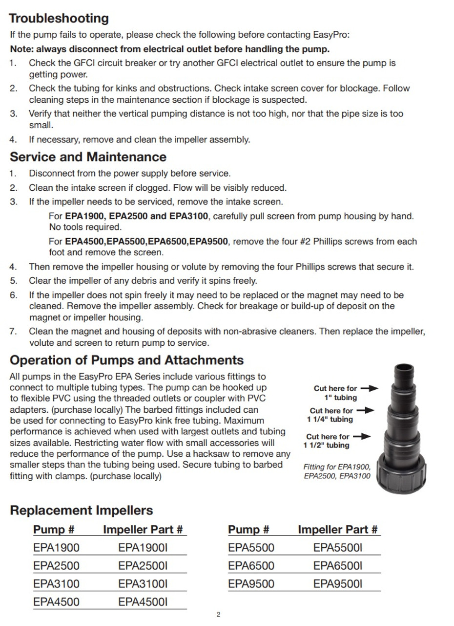 Replacement Impeller for EPA9500/ EP9700 Submersible Mag Drive Pump