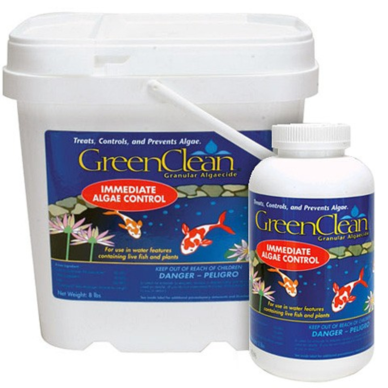 GreenClean Granular Algaecide is ideal for controlling string algae and algae blooms in ponds, waterfalls, fountains and streams. It works through oxidation and breaking down the algae cells on contact. When used in a pond the dead matter floats to the surface where it is removed by a skimmer or a net.