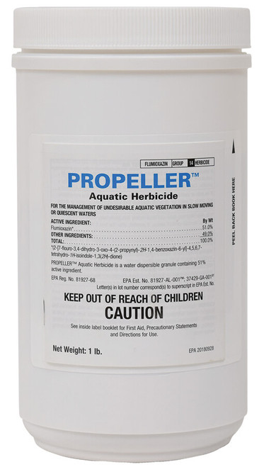 Propeller is a fast acting, contact aquatic herbicide that controls selected submersed, emergent and floating aquatic weeds. It is most effective when applied to young, actively growing weeds in water with a pH of less than 8.5.