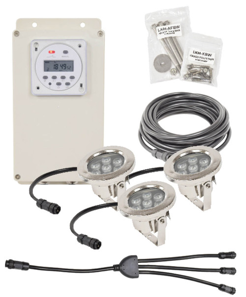 AquaShine Three Light Warm White LED Fountain Light Kits - Thumbnail 2