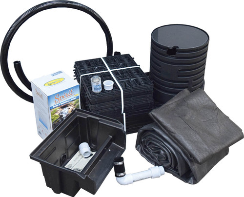 This mini Just-A-Falls kit system is perfect for those wanting the sound of water but are short on space! Build a compact water feature with a stream of almost 7′ long and reservoir of only 3′ x 4′ x 18″ deep. Picture is of JAF9E kit.