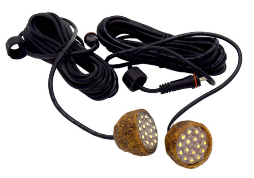 EasyPro Compact, underwater LED lights produce incredibly bright output in a small package. Permanently sealed, epoxy filled light housings have faux rock shell to blend in easily with pond or landscape