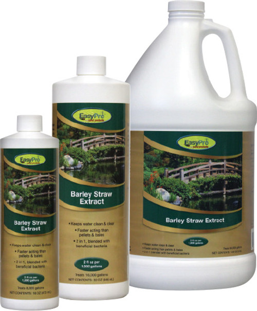 EasyPro Barley Straw Extract is an all natural liquid formula that goes to work faster than barley pellets or bales.