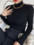 Women's Basic Solid Stretchy Long Sleeve Turtle Neck T-Shirt - Casual Everyday Top for Comfort and Style