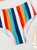 2pcs Set Women's Bikini Sets - Striped Mixed Color, Smooth High Stretch Polyester Knit Fabric - Swimming | Machine Wash | Sleeveless Crew Neck