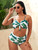 Print Plus Size Bikini Set - High-Stretch, Removable Pads, Backless Design with Golden Accents, Perfect for Vacation, Beachwear|Vacation Style|Highstretch Fabric