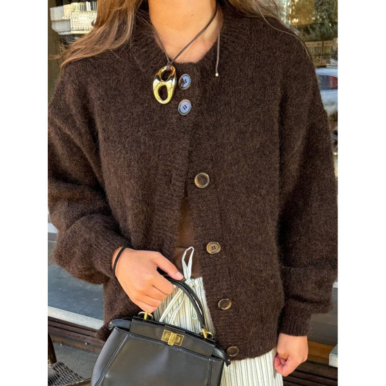 Long Sleeve Button Open Front Cardigan