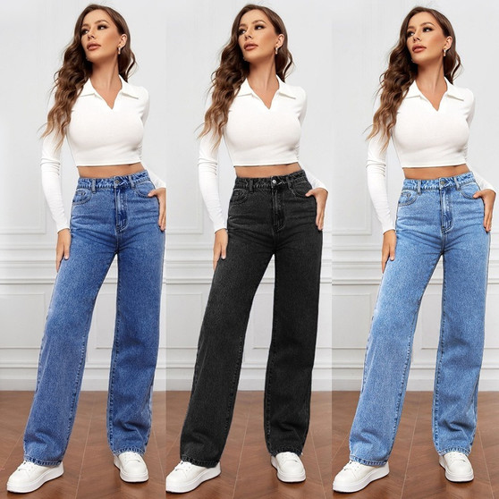 Slim High-Waist Straight Leg Jeans