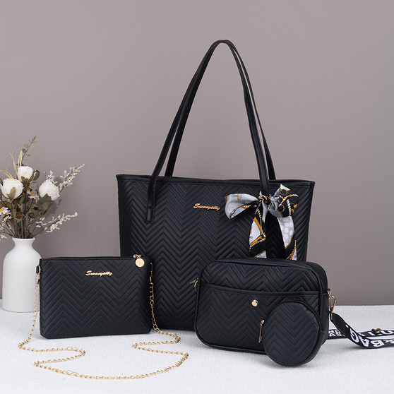 Wave Detail 4-Piece Tote Bag Set