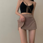 High Waist A-Line Mini Split Skirt