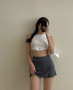 High Waist A-Line Mini Split Skirt