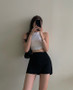 High Waist A-Line Mini Split Skirt