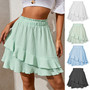 High Waist Lace Ruffle Solid Skirt