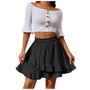 High Waist Lace Ruffle Solid Skirt