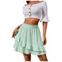 High Waist Lace Ruffle Solid Skirt