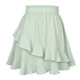 High Waist Lace Ruffle Solid Skirt