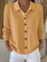 Knitted Solid Button Cardigan
